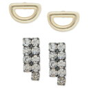 ラッキーブランド メンズ ピアス・イヤリング アクセサリー Two-Tone 2-Pc. Set Half-Circle & Crystal Stud Earrings Ttone