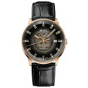 ~h Y rv ANZT[ Men's Swiss Automatic Commander Gradient Black Leather Strap Watch 40mm Black