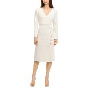 }M[h fB[X s[X gbvX Women's Long-Sleeve V-Neck Sheath Dress Horn