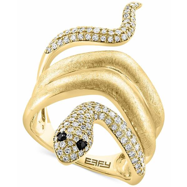 エフィー コレクション レディース リング アクセサリー EFFY&reg; White Diamond (1/2 ct. t.w.) & Black Diamond Accent Snake Ring in 14k Gold 14K Gold