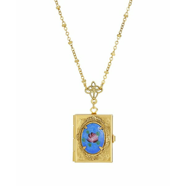 2028 レディース ネックレス チョーカー ペンダントトップ アクセサリー Rectangular 4 Way Locket Necklace Blue