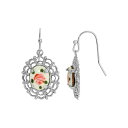 2028 fB[X sAXCO ANZT[ Glass Flower Decal Oval Drop Earrings Multi