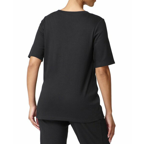 ヒュー レディース Tシャツ トップス Wear Ever U R Lounge Elbow-Sleeve T-Shirt Black