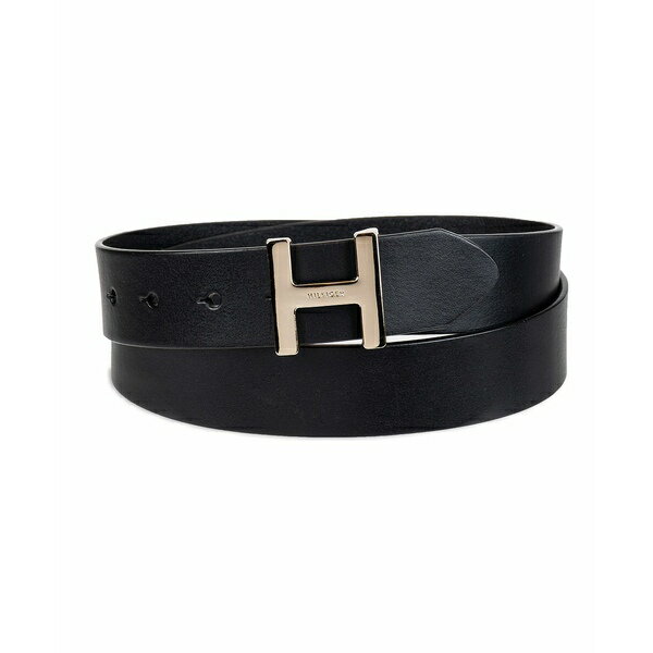 トミー ヒルフィガー レディース ベルト アクセサリー Women's H Monogram Buckle Belt Black