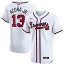 ナイキ メンズ パーカー・スウェットシャツ アウター Nike Men's Atlanta Braves Ronald Acu±a Jr. #13 White Home Elite Jersey -(4)