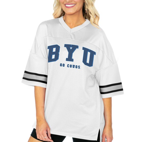 ゲームデイ レディース Tシャツ トップス BYU Cougars Gameday Couture Women's Option Play Oversized Mesh Fashion Jersey White