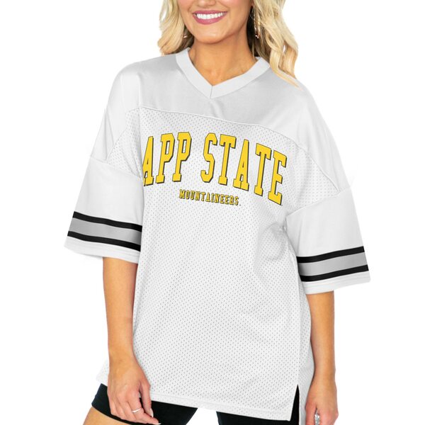 ゲームデイ レディース Tシャツ トップス Appalachian State Mountaineers Gameday Couture Women's Option Play Oversized Mesh Fashion Jersey White