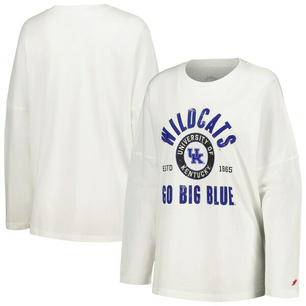 リーグカレッジエイトウェア レディース Tシャツ トップス Kentucky Wildcats League Collegiate Wear Women 039 s Clothesline Oversized Long Sleeve TShirt White