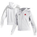 アディダス レディース パーカー スウェットシャツ アウター Nebraska Huskers adidas Women 039 s Fashion FullZip Hoodie White