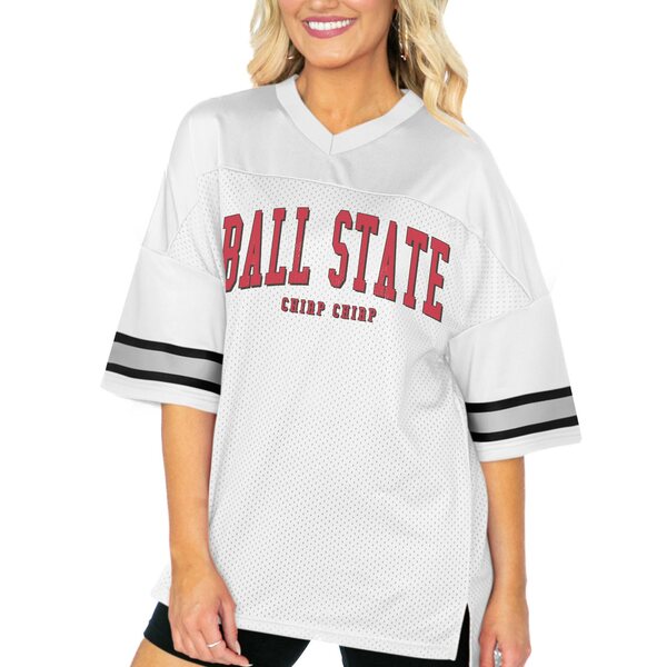 ゲームデイ レディース Tシャツ トップス Ball State Cardinals Gameday Couture Women's Option Play Oversized Mesh Fashion Jersey White