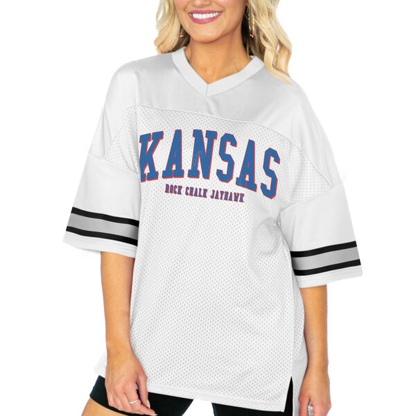 ゲームデイ レディース Tシャツ トップス Kansas Jayhawks Gameday Couture Women's Option Play Oversized Mesh Fashion Jersey White