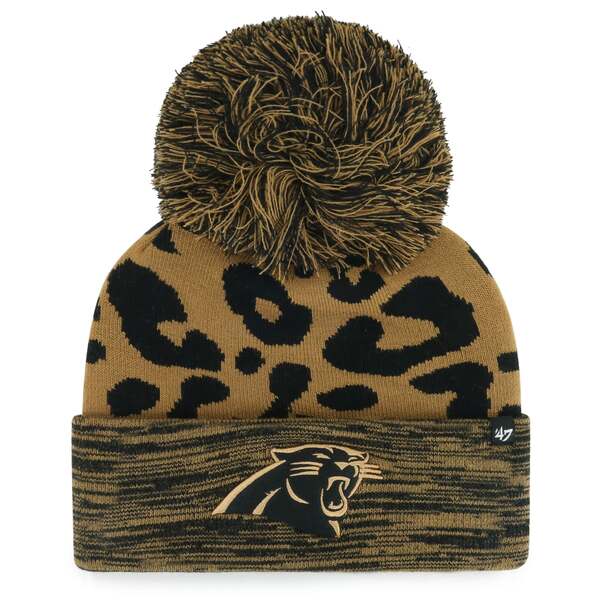 フォーティーセブン レディース 帽子 アクセサリー Carolina Panthers '47 Women's Rosette Cuffed Knit Hat with Pom Brown