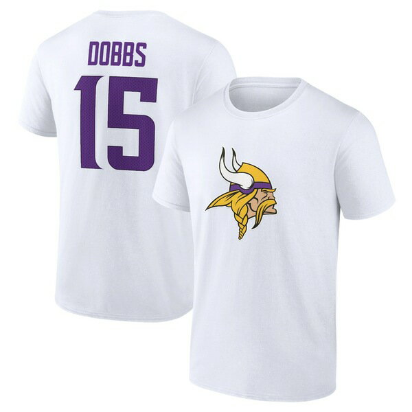 楽天astyファナティクス メンズ Tシャツ トップス Joshua Dobbs Minnesota Vikings Fanatics Branded Icon Player Name & Number TShirt White