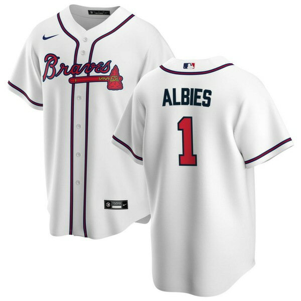 ナイキ メンズ ユニフォーム トップス Atlanta Braves Nike Home Replica Custom Jersey White