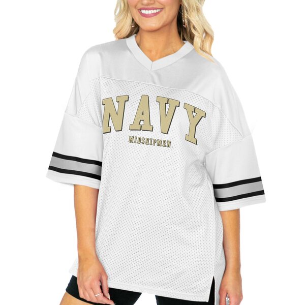 ゲームデイ レディース Tシャツ トップス Navy Midshipmen Gameday Couture Women's Option Play Oversized Mesh Fashion Jersey White