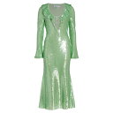 セルフ・ポートレイト レディース ワンピース トップス Sequin Ruffled Midi-Dress green