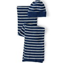 ランズエンド レディース 帽子 アクセサリー Drifter Scarf and Hat Set Navy/fresh ivory stripe