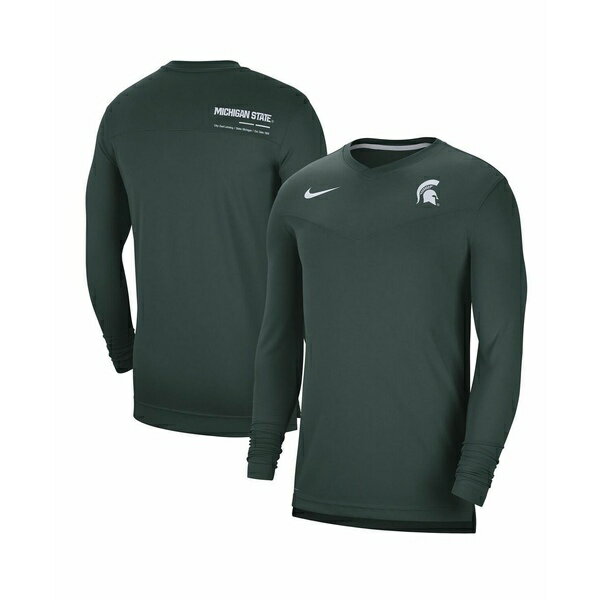 ナイキ メンズ シャツ トップス Men's Green Michigan State Spartans 2022 Coach Performance Long Sleeve V-Neck T-shirt Green(4)