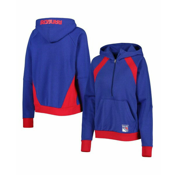 スターター レディース パーカー・スウェットシャツ アウター Women's Blue New York Rangers Wishbone Half-Zip Hoodie Blue(4)