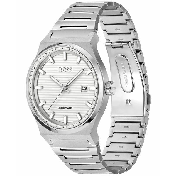 ヒューゴボス メンズ 腕時計 アクセサリー Men's Candor Auto Mech-Automatic Stainless Steel Watch 41mm Silver-tone