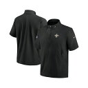 ナイキ メンズ パーカー・スウェットシャツ アウター Men's Black New Orleans Saints Sideline Coach Short Sleeve Hoodie Quarter-Zip Jacket Black