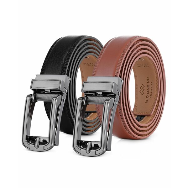 ミオマリオ メンズ ベルト アクセサリー Men's Refined Ore Leather 2 Pack Linxx Ratchet Belt Black & tan