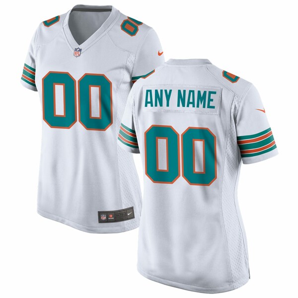 ナイキ レディース ユニフォーム トップス Miami Dolphins Nike Women's Alternate Custom Game Jersey White