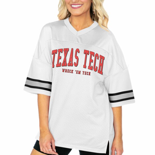 ゲームデイ レディース Tシャツ トップス Texas Tech Red Raiders Gameday Couture Women's Option Play Oversized Mesh Fashion Jersey White