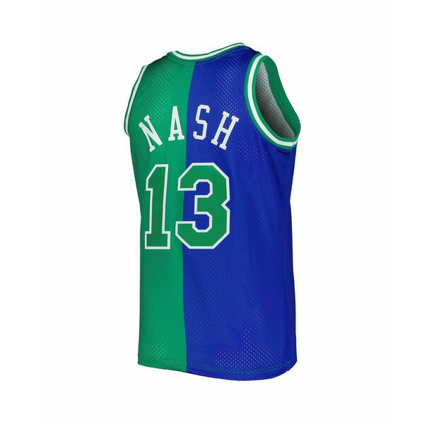 ߥå&ͥ ǥ T ȥåץ Men's Steve Nash Blue and Green Dallas Mavericks Hardwood Classics 1998-99 Split Swingman Jersey Blue, Green