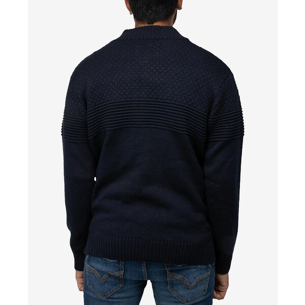 エックスレイ メンズ ニット セーター アウター Men 039 s Mock Neck Texture Quarter Zip Knitted Sweater Navy