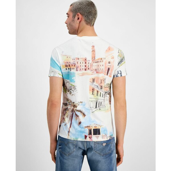 ゲス メンズ Tシャツ トップス Men's Regular-Fit Riviera Graphic T-Shirt SALT WHITE MULTI