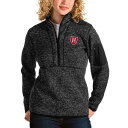 アンティグア レディース ジャケット＆ブルゾン アウター Harvard Crimson Antigua Women 039 s Fortune HalfZip Pullover Jacket Heather Black