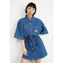 JoNC fB[X s[X gbvX BOXY BELTED SHIRT DRESS - Denim dress - denim light