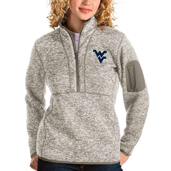 アンティグア レディース ジャケット＆ブルゾン アウター West Virginia Mountaineers Antigua Women 039 s Fortune HalfZip Pullover Sweater Oatmeal