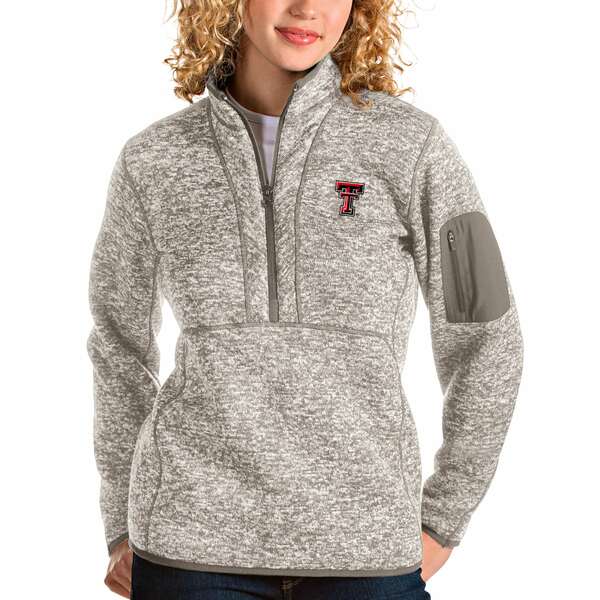 アンティグア レディース ジャケット＆ブルゾン アウター Texas Tech Red Raiders Antigua Women 039 s Fortune HalfZip Pullover Sweater Oatmeal