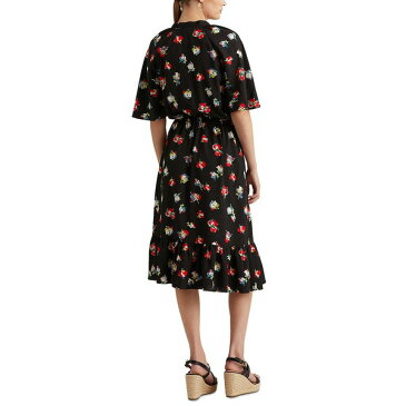 ラルフローレン レディース ワンピース トップス Petite Floral Crepe Tie-Neck Dress Polo Black/Red Multi