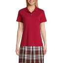 ランズエンド レディース シャツ トップス Women's School Uniform Short Sleeve Feminine Fit Interlock Polo Shirt Garnet