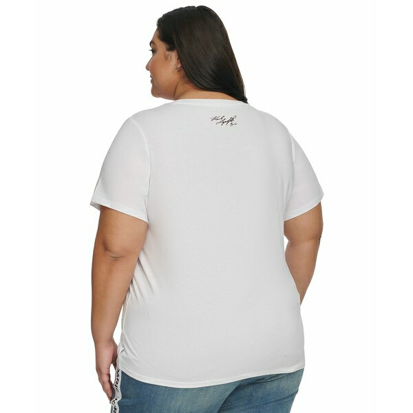 カールラガーフェルド レディース Tシャツ トップス Plus Size City Scene Stud-Trim T-Shirt, First@Macys White