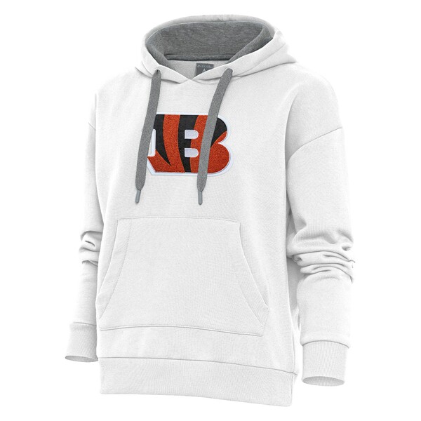 アンティグア レディース パーカー・スウェットシャツ アウター Cincinnati Bengals Antigua Women's Victory Chenille Pullover Hoodie White