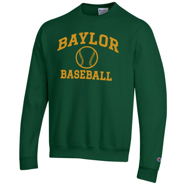 チャンピオン メンズ パーカー・スウェットシャツ アウター Baylor Bears Champion Baseball Icon Crewneck Pullover Sweatshirt Green