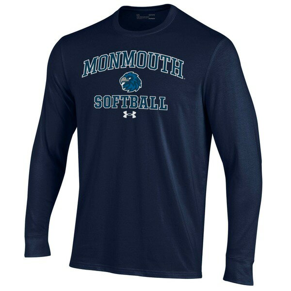 アンダーアーマー メンズ Tシャツ トップス Monmouth Hawks Under Armour Arch Softball Performance Long Sleeve TShirt Navy