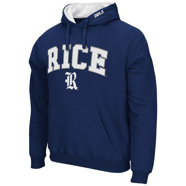 コロシアム メンズ パーカー・スウェットシャツ アウター Rice Owls Colosseum Arch and Logo Pullover Hoodie Navy