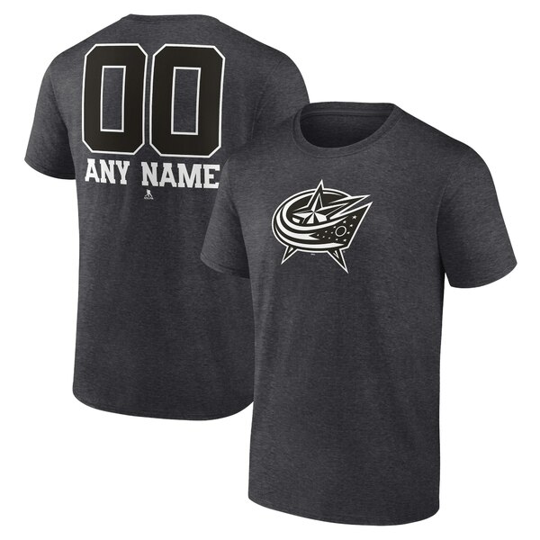 楽天astyファナティクス メンズ Tシャツ トップス Columbus Blue Jackets Fanatics Branded Monochrome Personalized Name & Number TShirt Charcoal