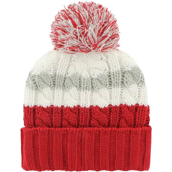 tH[eB[Zu fB[X Xq ANZT[ Ohio State Buckeyes '47 Women's Ashfield Cuffed Knit Hat with Pom White