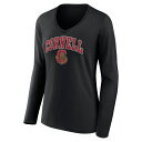 ファナティクス レディース Tシャツ トップス Cornell Big Red Fanatics Branded Women 039 s Campus Long Sleeve VNeck TShirt Black