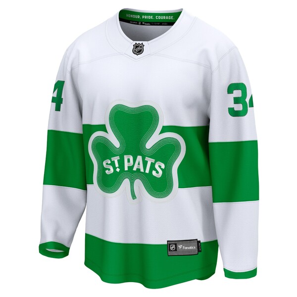 ファナティクス メンズ ユニフォーム トップス Auston Matthews Toronto Maple Leafs Fanatics Branded St. Patricks Alternate Premier Breakaway Player Jersey White