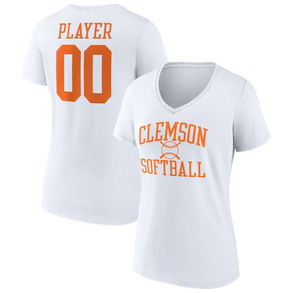 եʥƥ ǥ T ȥåץ Clemson Tigers Fanatics Branded Women's Softball PickAPlayer NIL Gameday Tradition VNeck TShirt White