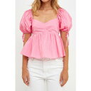 イングリッシュファクトリー レディース カットソー トップス Women's Tied Strap Puff Sleeve Woven Top Pink