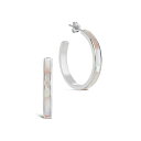 X^[OtH[Go[ fB[X sAXCO ANZT[ Genuine Mother of Pearl Mishel Hoop Earrings Silver