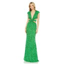 }bN_K fB[X s[X gbvX Women's Sequined Cap Sleeveless Plunge Neck Cut Out Gown Spring green